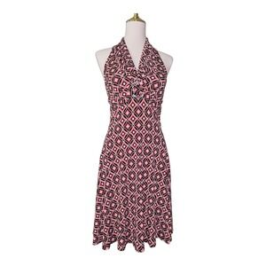 💕Vintage Y2K My Michelle Halter Dress Pink Black Geometric Print Retro 2000s St